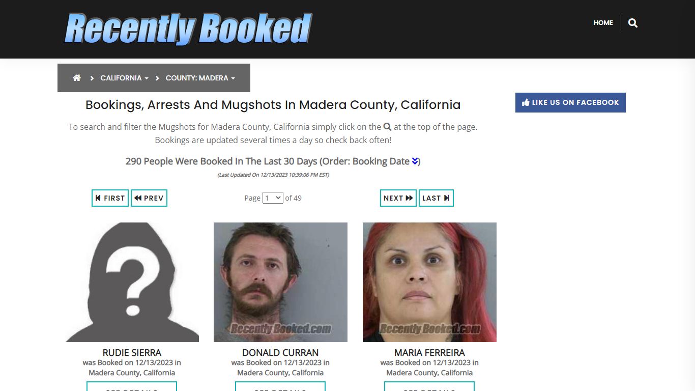 Bookings, Arrests and Mugshots in Madera County, California